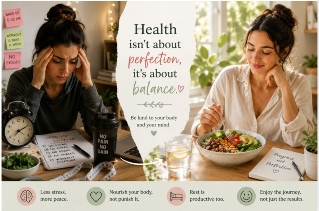Person trying to follow a strict healthy lifestyle