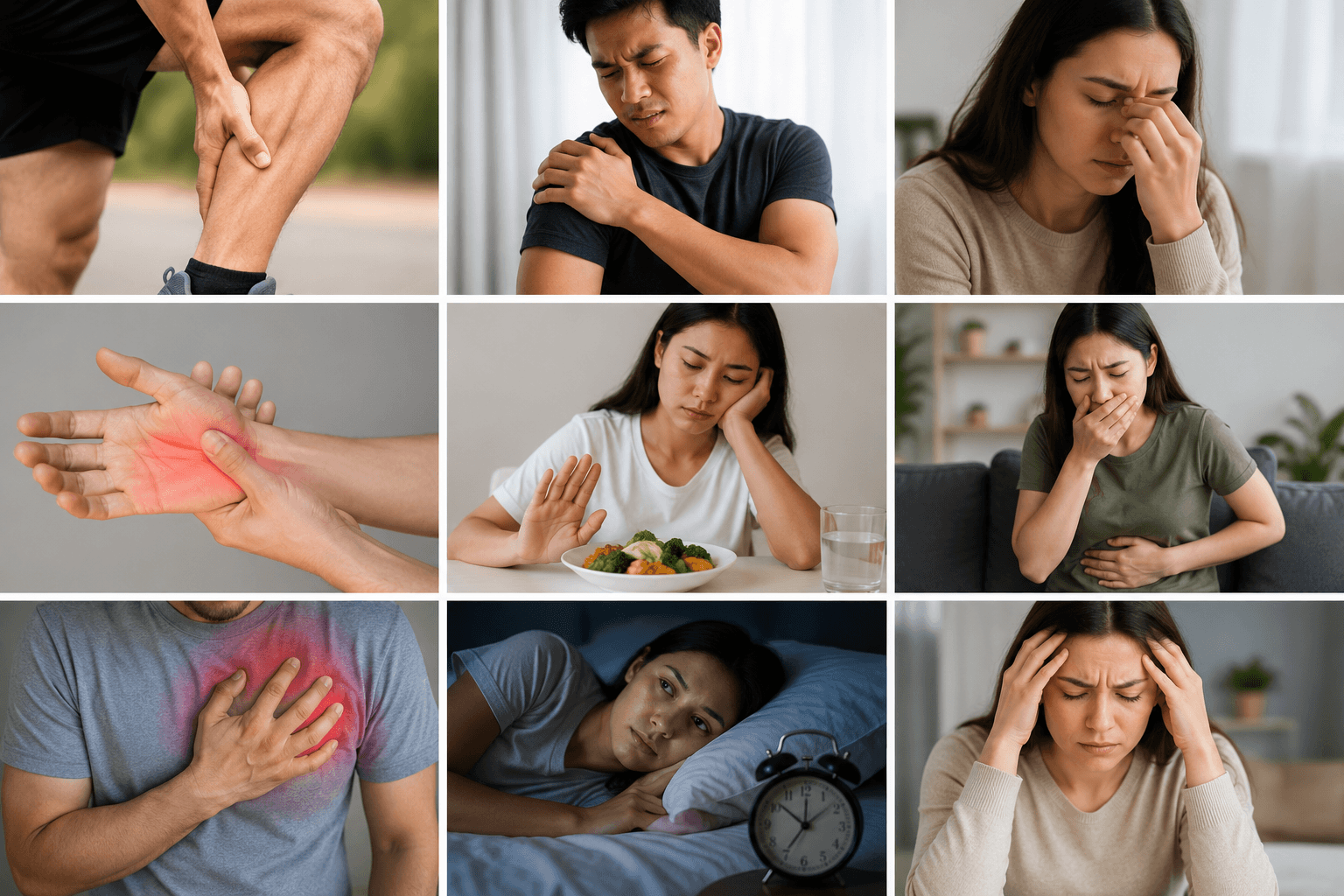 Common signs and symptoms of magnesium deficiency.