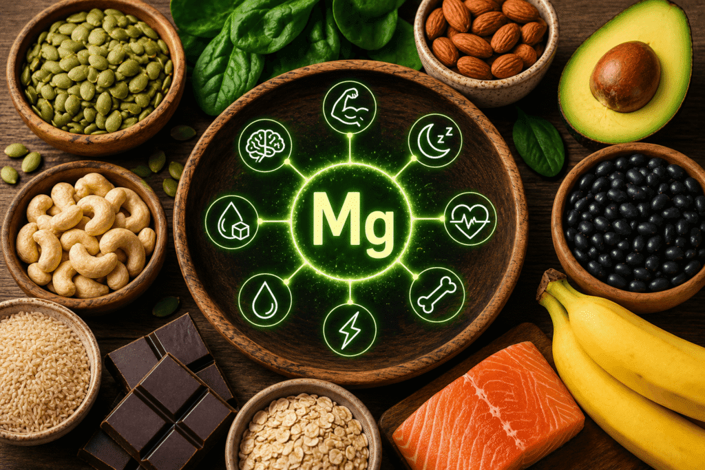 Whole foods naturally high in magnesium for a healthy diet.
